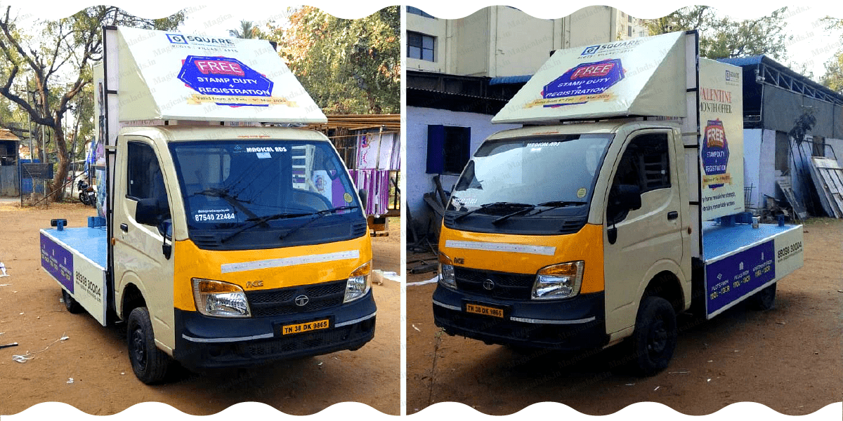 Tata Ace van branding for retail stores in RS Puram, Coimbatore