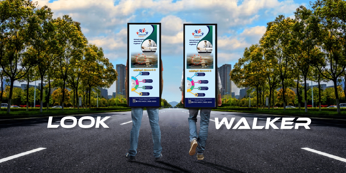 Human billboard LED walker promotions in Gandhipuram, Coimbatore
