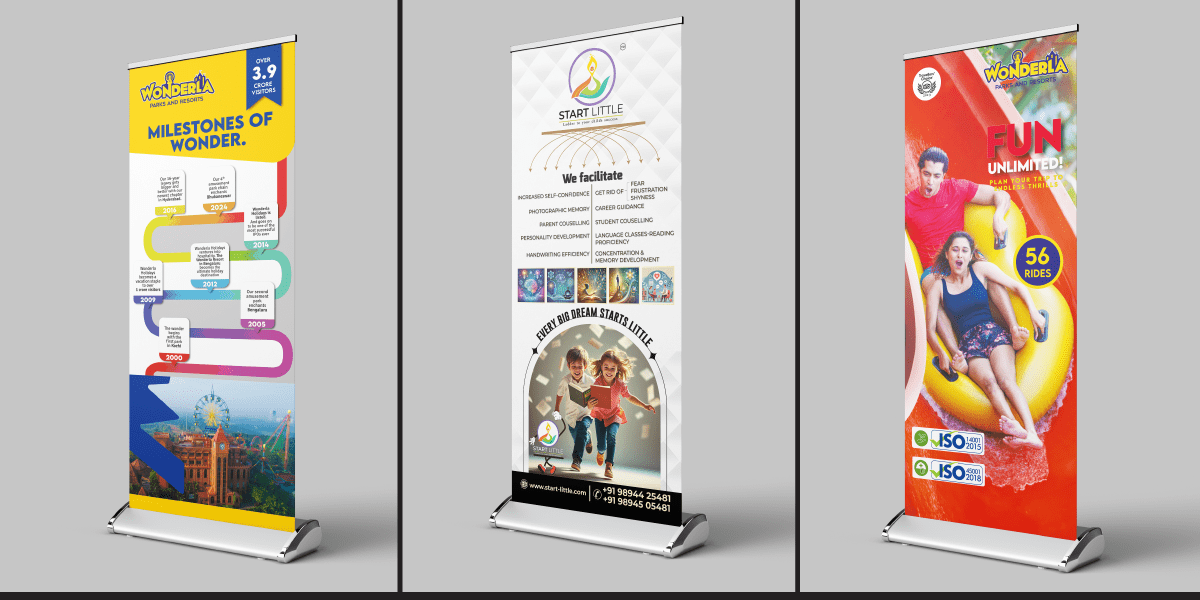 Custom size roll-up standee printing in Coimbatore