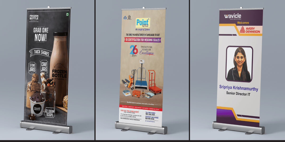 Event roll-up banner standee printing in Peelamedu, Coimbatore