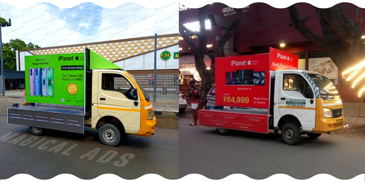 Roadshow van branding in coimbatore,cantervan ads coimbatore