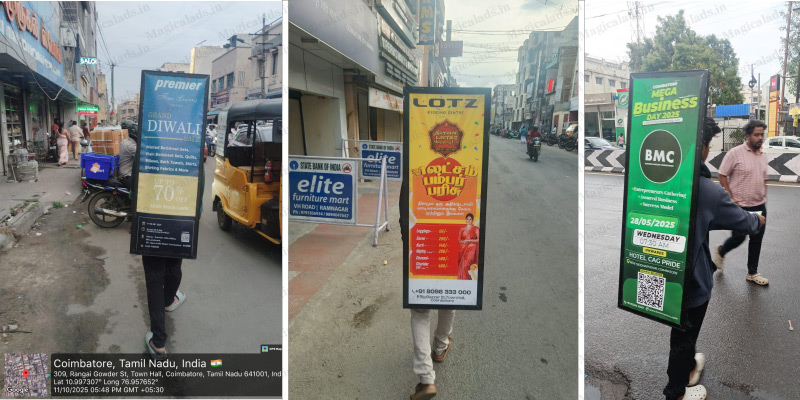 Walking billboard advertising in Coimbatore